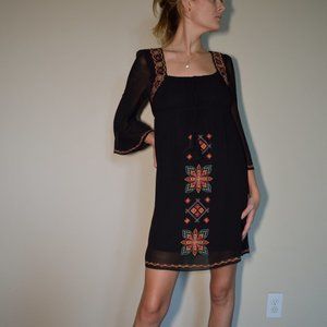 Boho Embroidered Milkmaid Dress